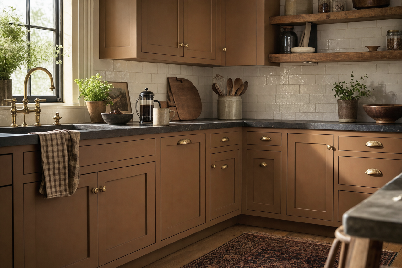 Coconut Husk by Sherwin-Williams on cabinets