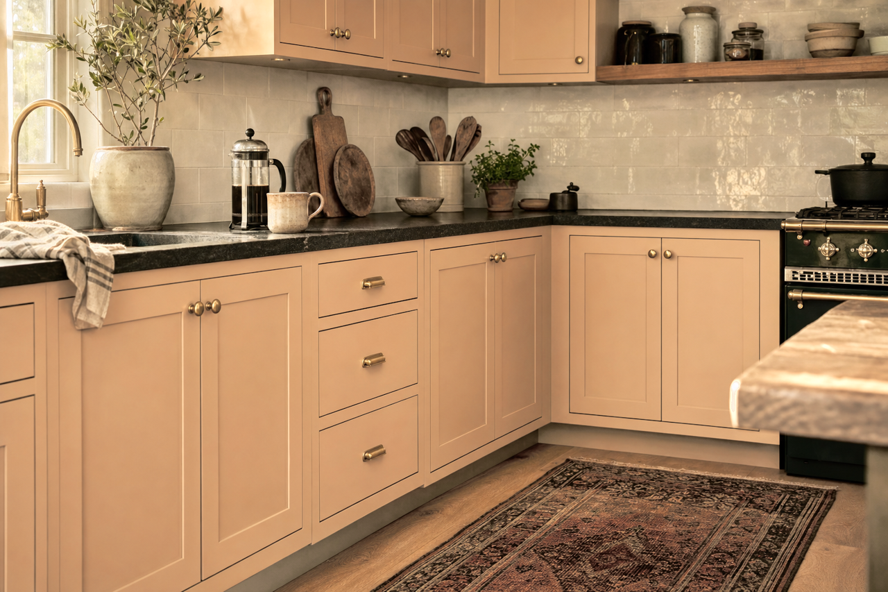 Totally Tan by Sherwin-Williams on cabinets