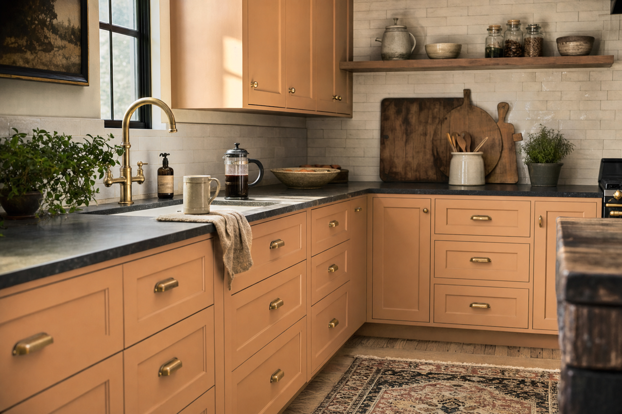 Tatami Tan by Sherwin-Williams on cabinets