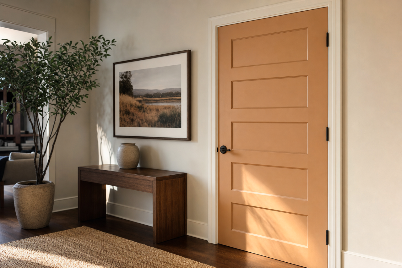 Tatami Tan by Sherwin-Williams on interior-doors