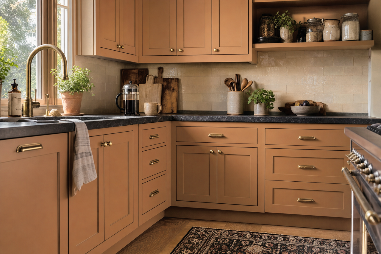 Smokey Topaz by Sherwin-Williams on cabinets