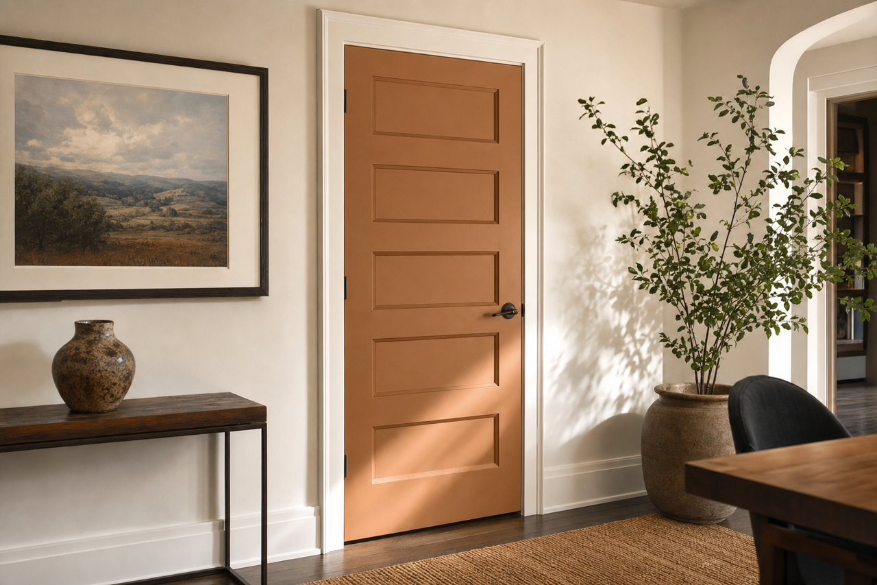 Smokey Topaz by Sherwin-Williams on interior-doors