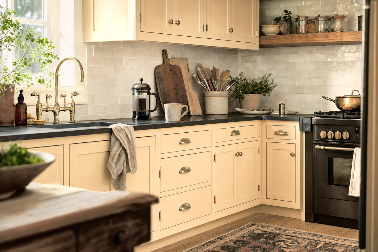 Ivoire by Sherwin-Williams on cabinets
