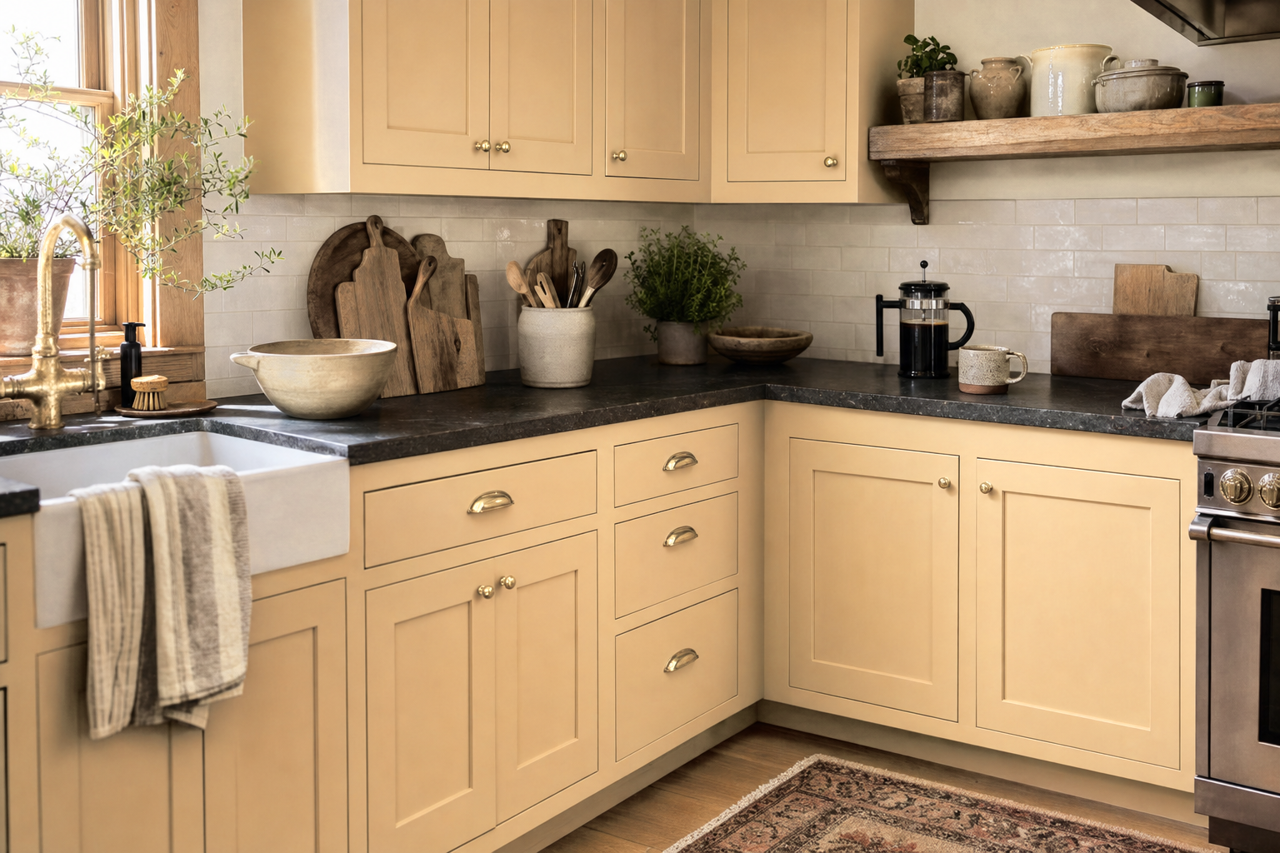 Blonde by Sherwin-Williams on cabinets