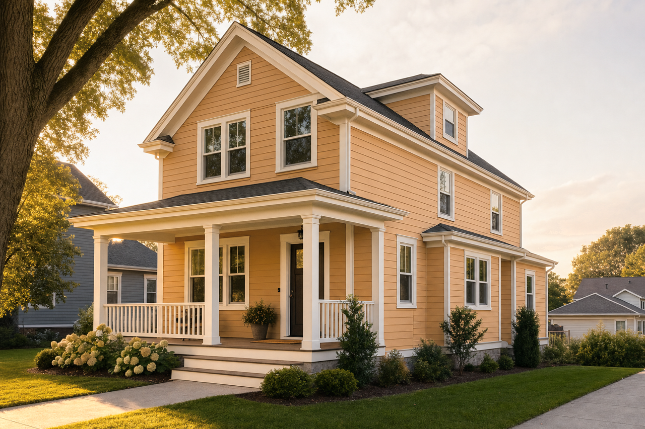 Mannered Gold by Sherwin-Williams on exterior