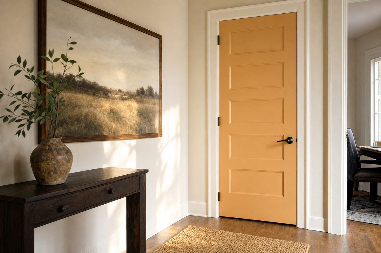 Mannered Gold by Sherwin-Williams on interior-doors