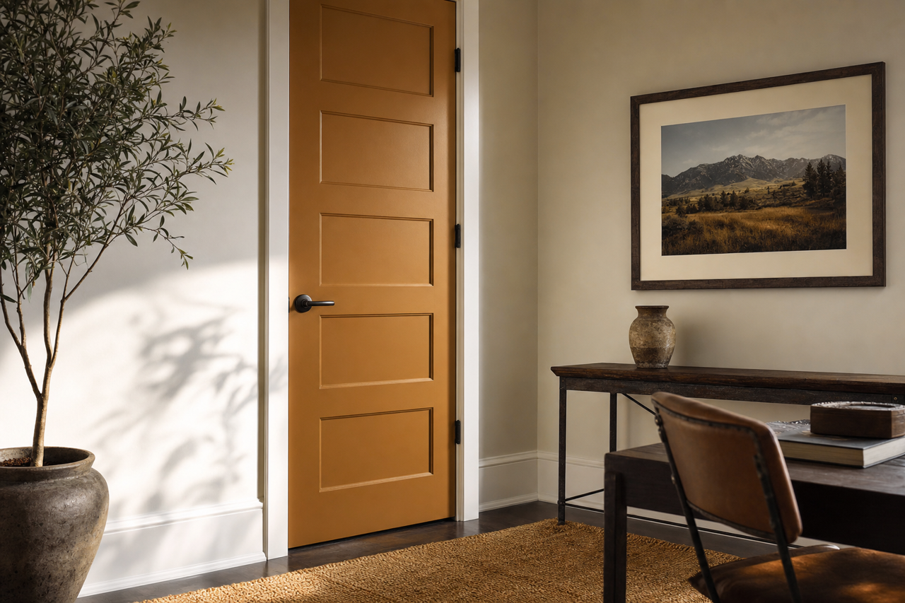 Relic Bronze by Sherwin-Williams on interior-doors