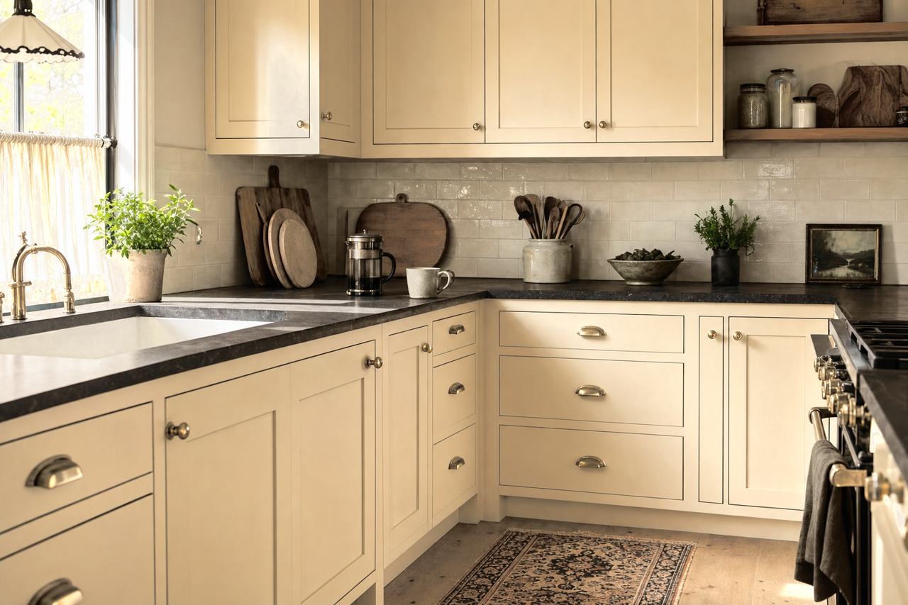 Netsuke by Sherwin-Williams on cabinets