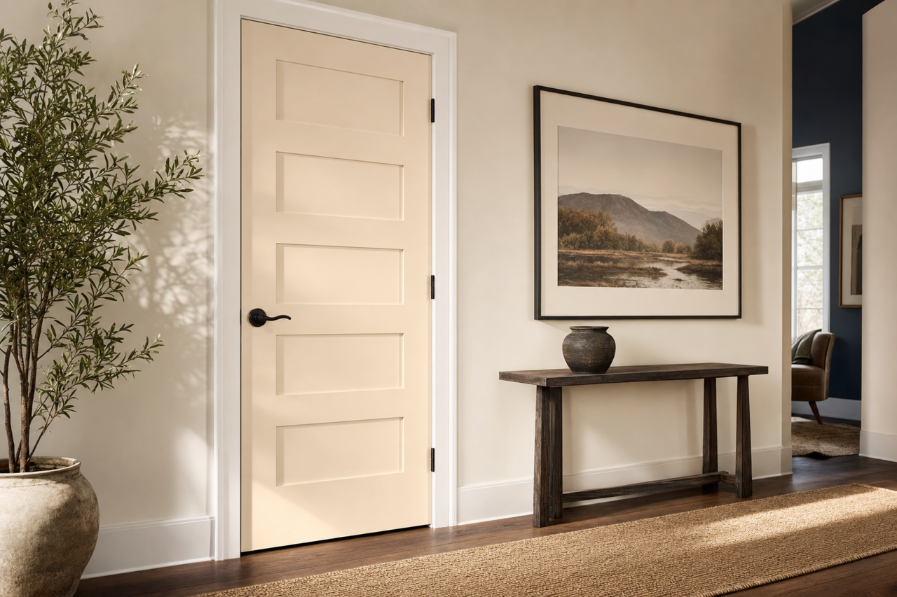 Moderate White by Sherwin-Williams on interior-doors