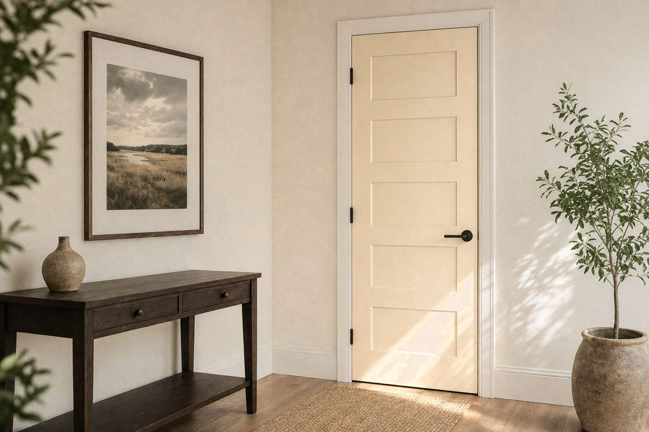 Softer Tan by Sherwin-Williams on interior-doors