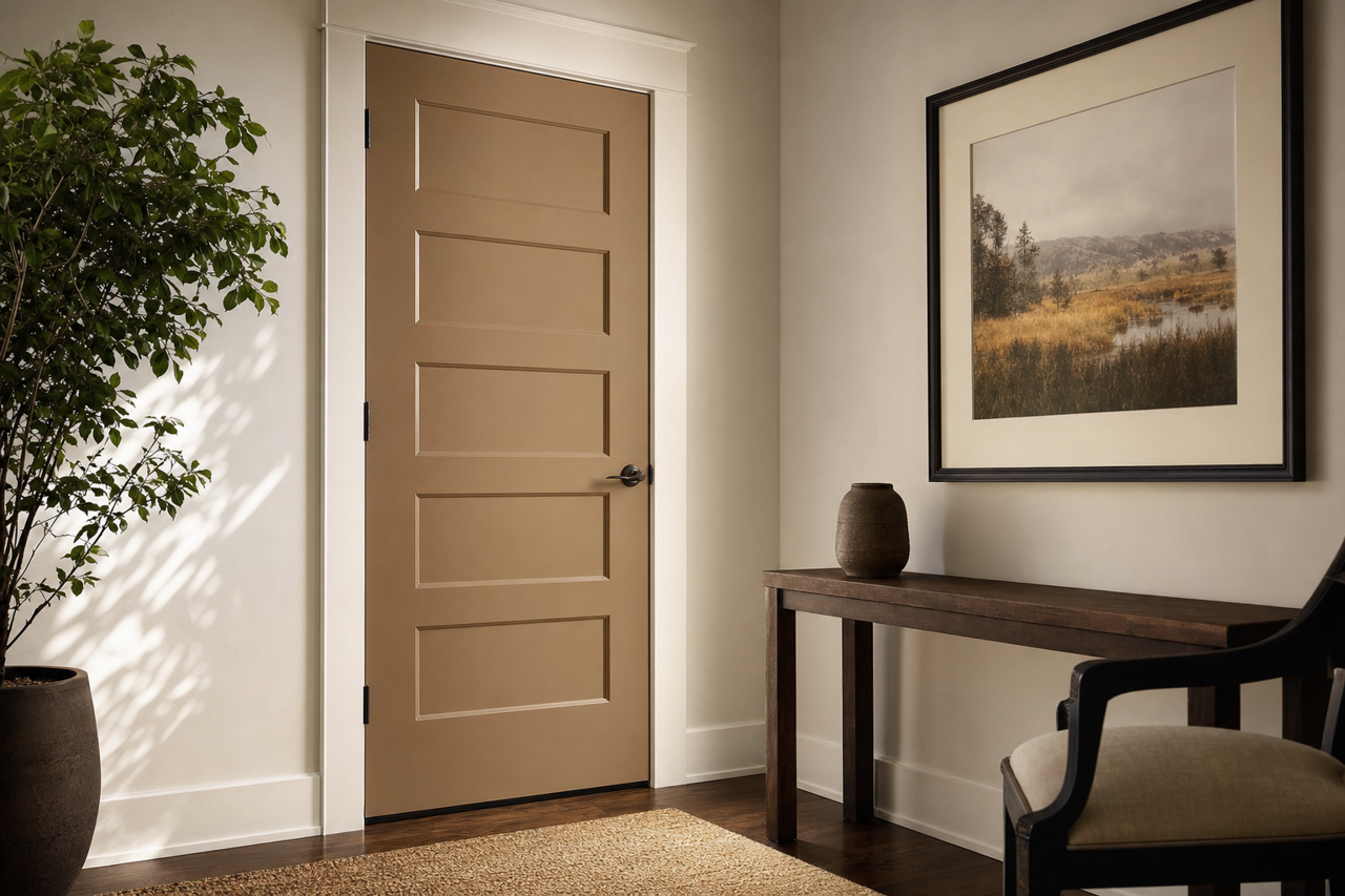 Dapper Tan by Sherwin-Williams on interior-doors
