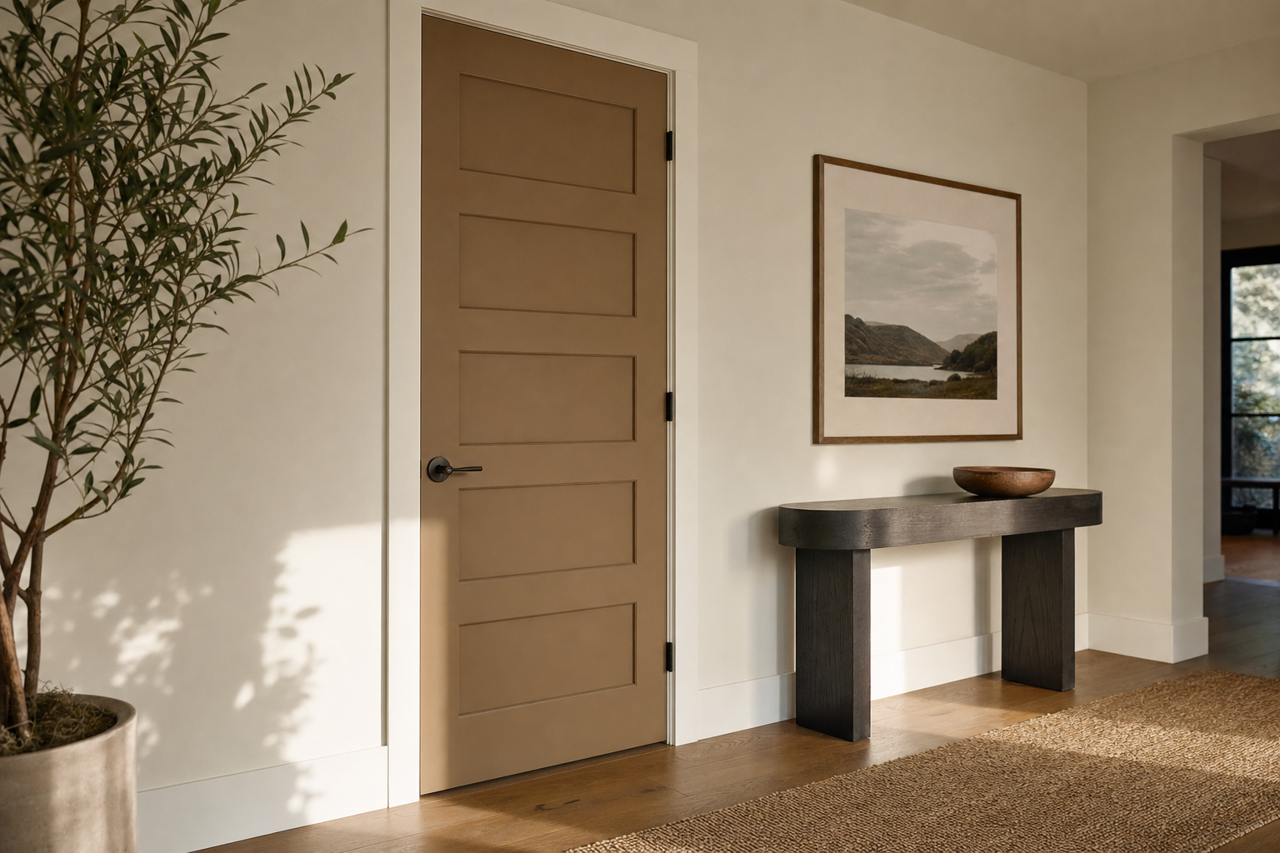 Thatch Brown by Sherwin-Williams on interior-doors