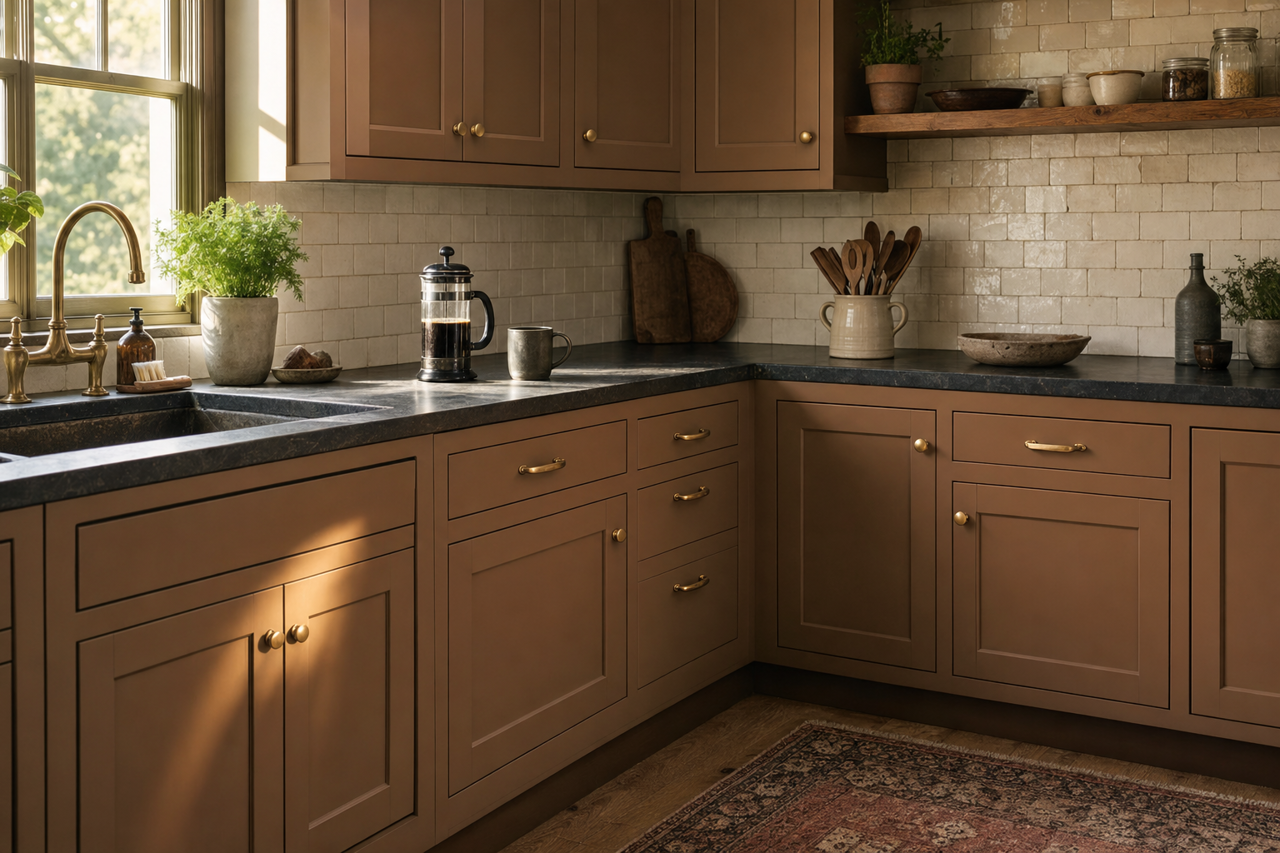 Umber by Sherwin-Williams on cabinets
