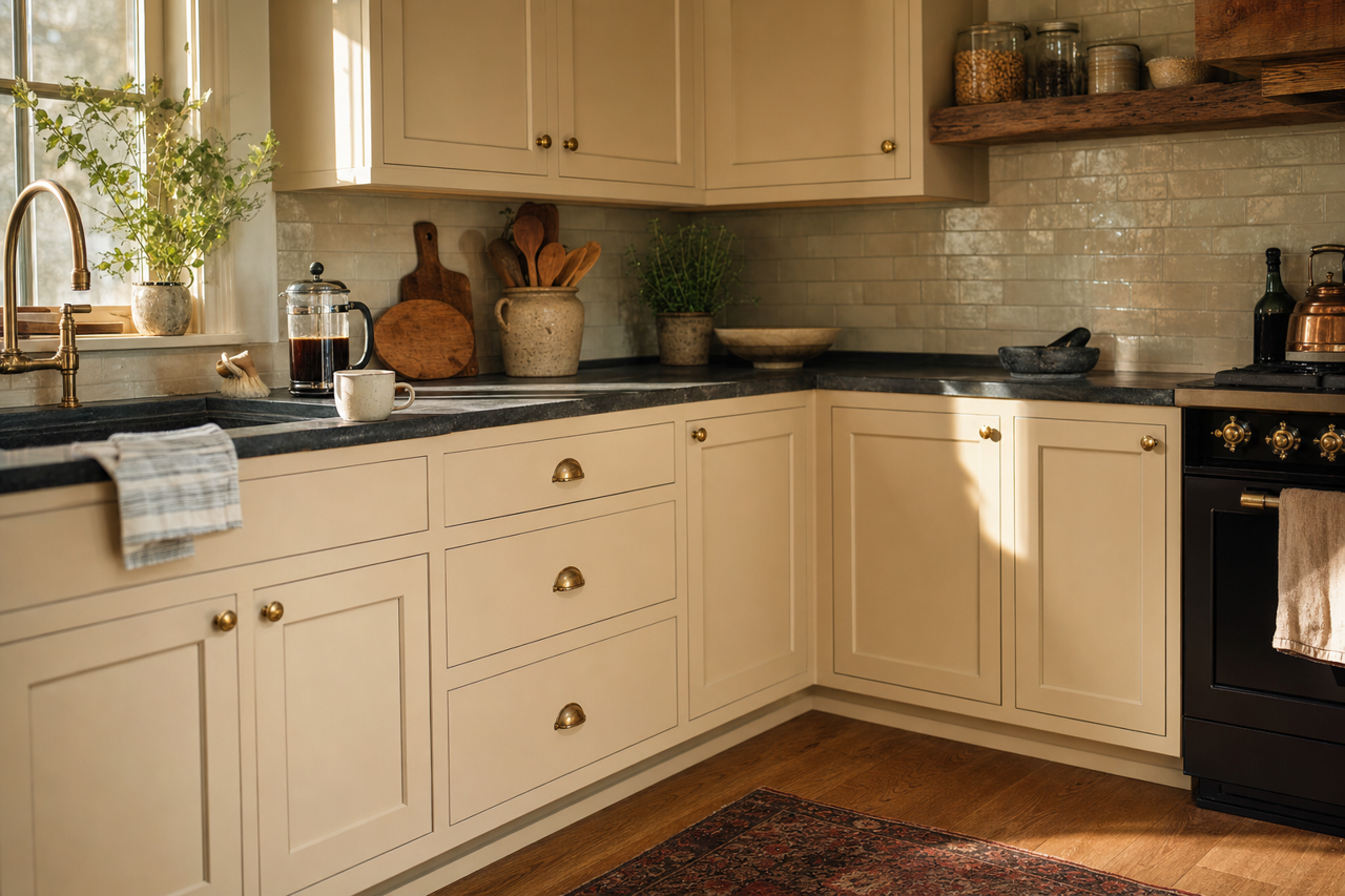 Wool Skein by Sherwin-Williams on cabinets