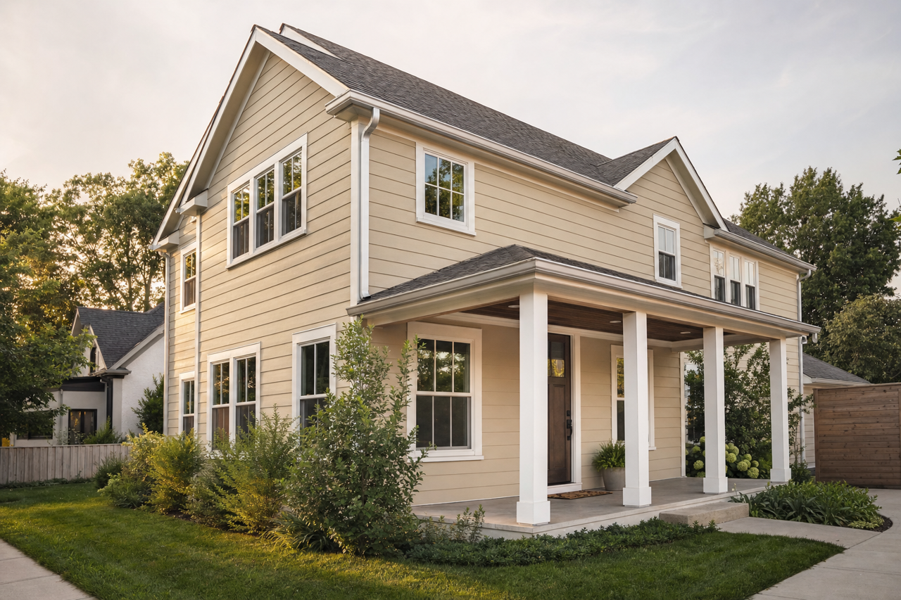 Relaxed Khaki by Sherwin-Williams on exterior