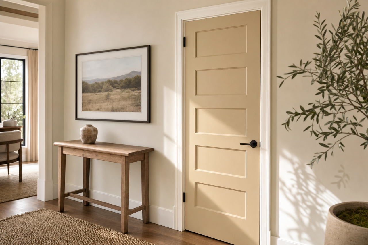 Relaxed Khaki by Sherwin-Williams on interior-doors