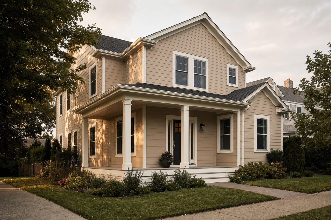 Universal Khaki by Sherwin-Williams on exterior