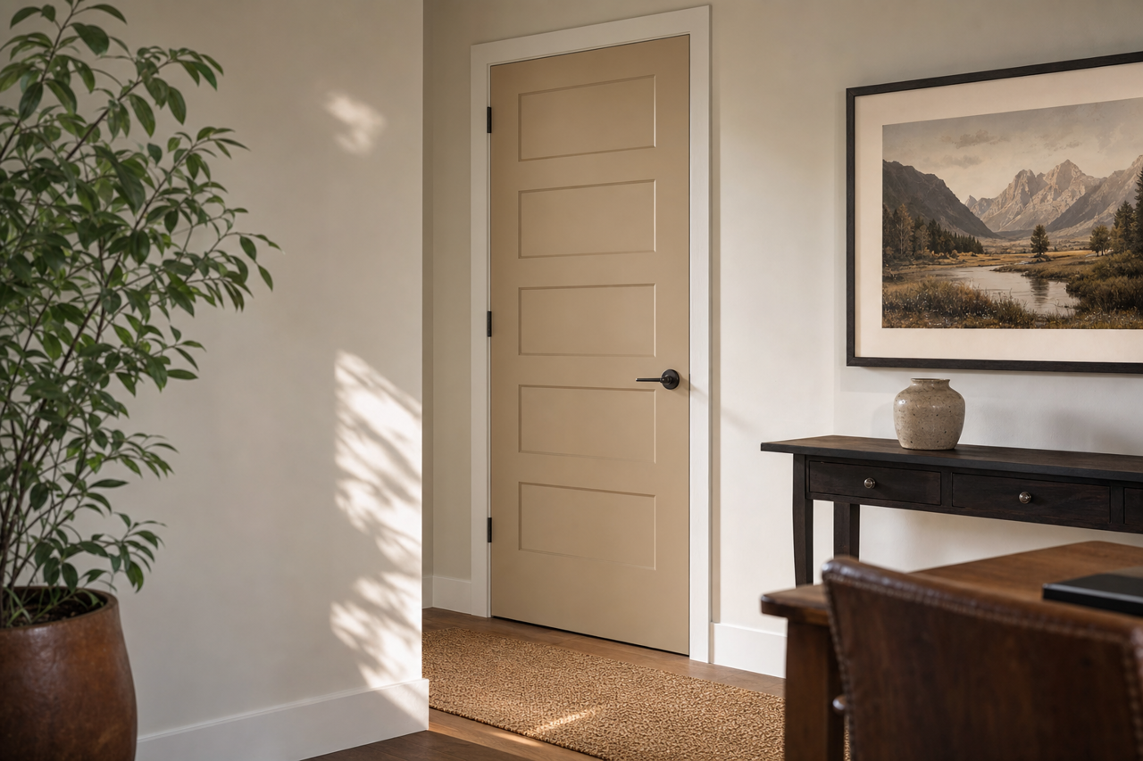 Universal Khaki by Sherwin-Williams on interior-doors