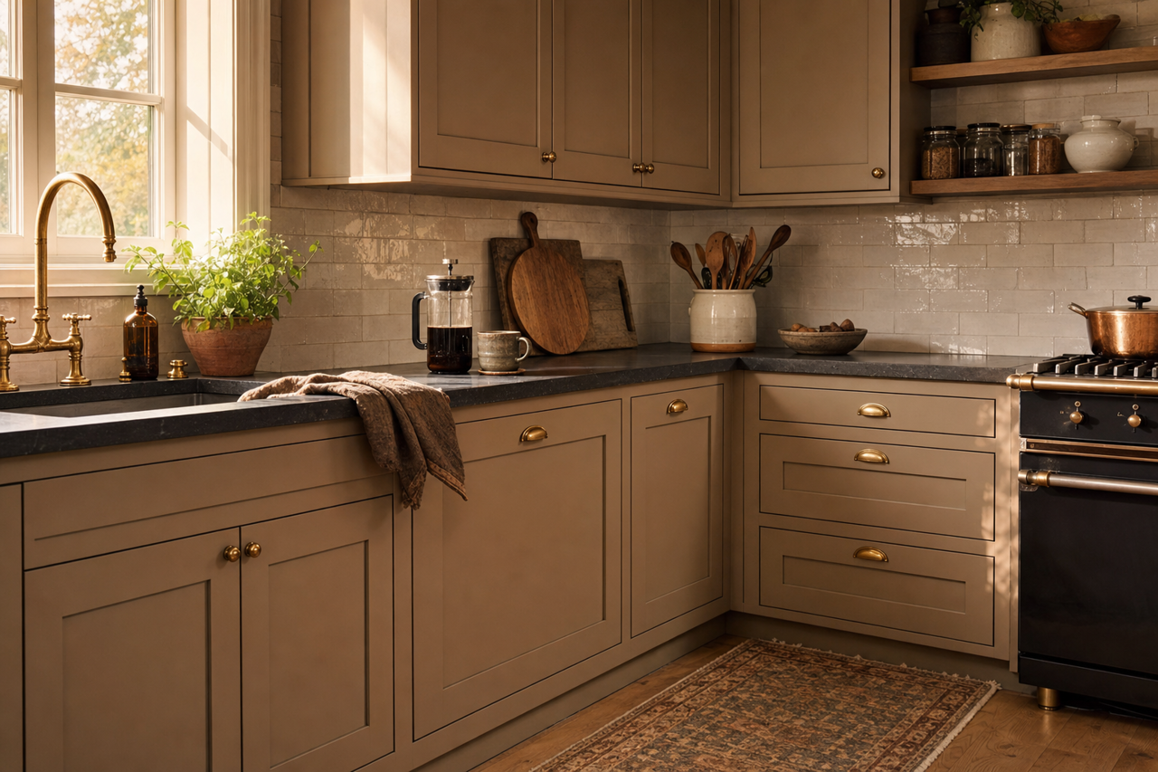 Quiver Tan by Sherwin-Williams on cabinets