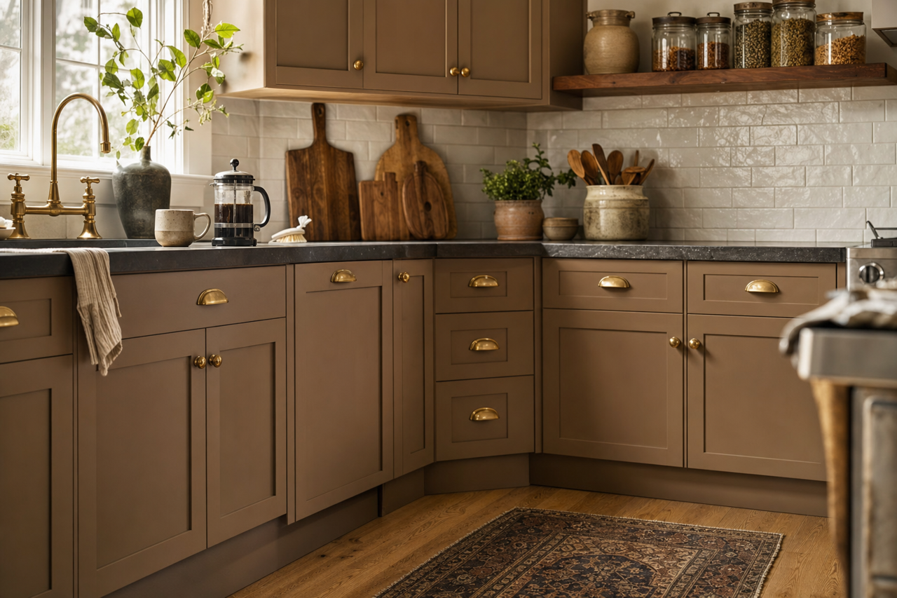 Superior Bronze by Sherwin-Williams on cabinets