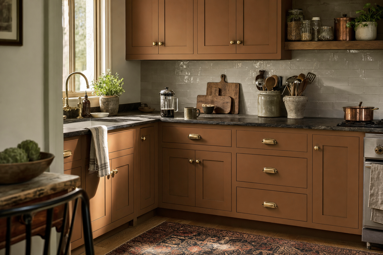 Protégé Bronze by Sherwin-Williams on cabinets