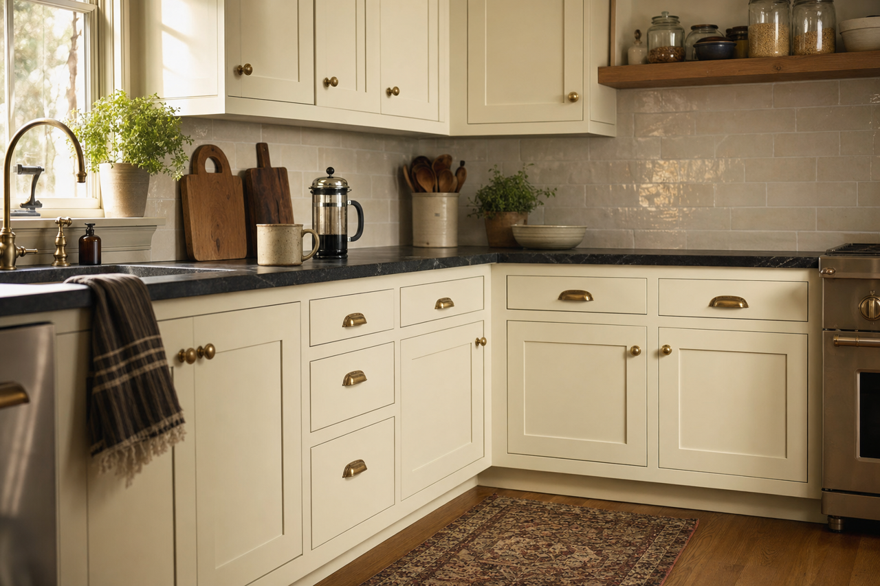 Nonchalant White by Sherwin-Williams on cabinets