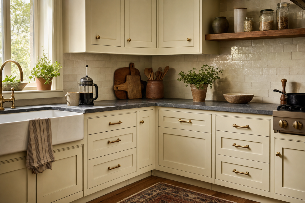 Ancient Marble by Sherwin-Williams on cabinets