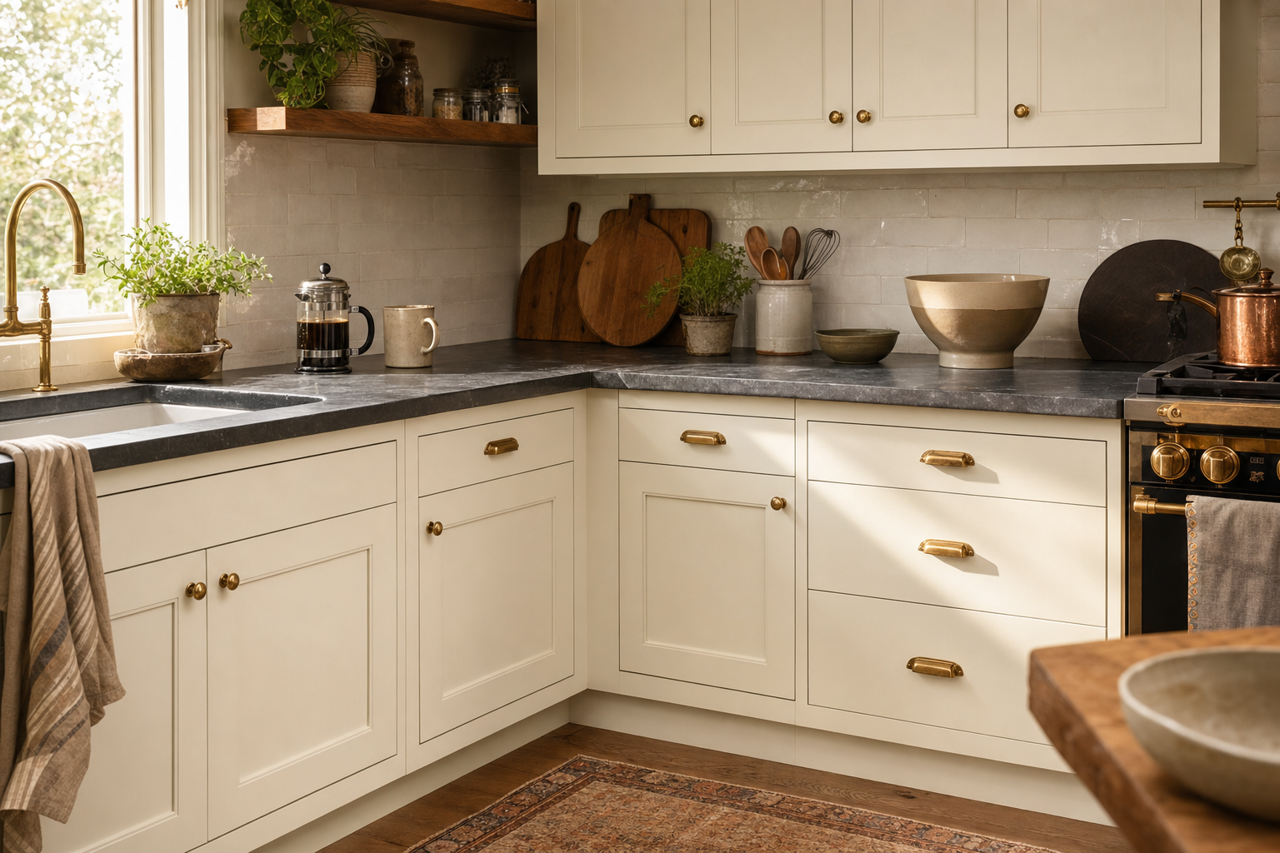 Moderne White by Sherwin-Williams on cabinets