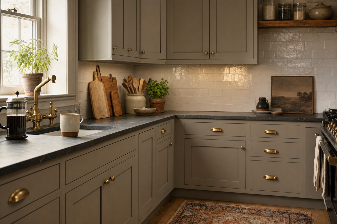 Hardware by Sherwin-Williams on cabinets