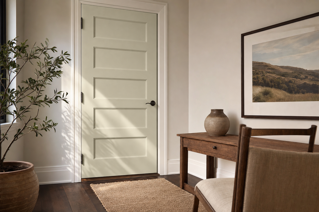 Liveable Green by Sherwin-Williams on interior-doors