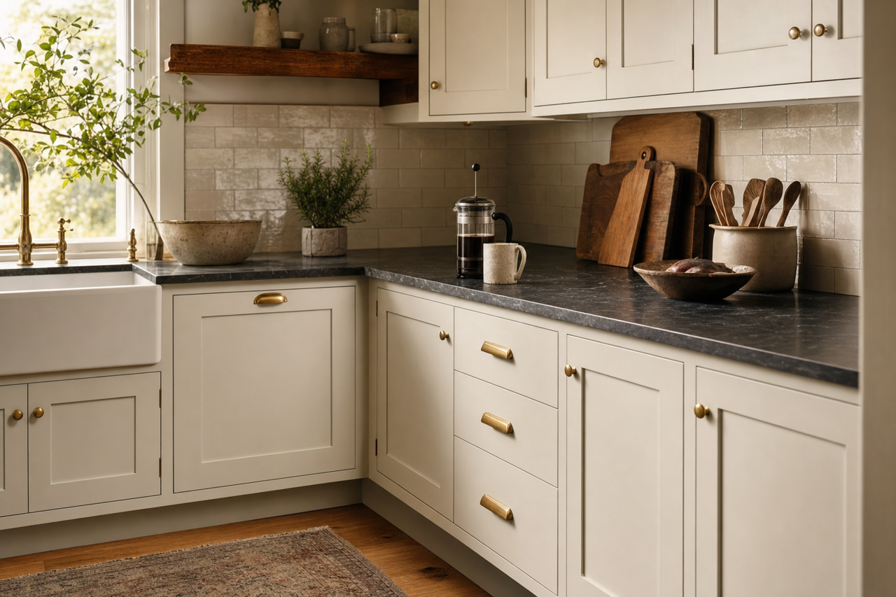 Frosty White by Sherwin-Williams on cabinets