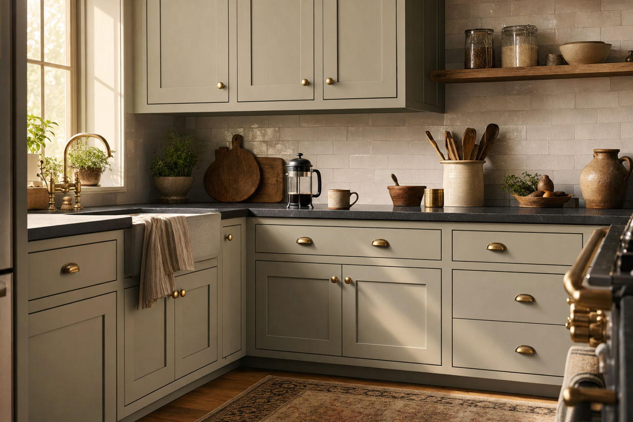 Rare Gray by Sherwin-Williams on cabinets