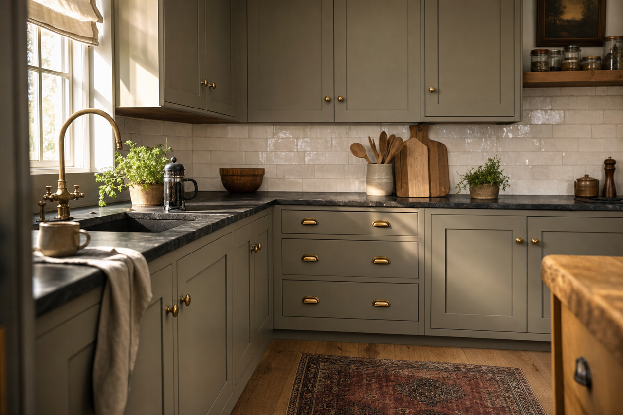 Link Gray by Sherwin-Williams on cabinets