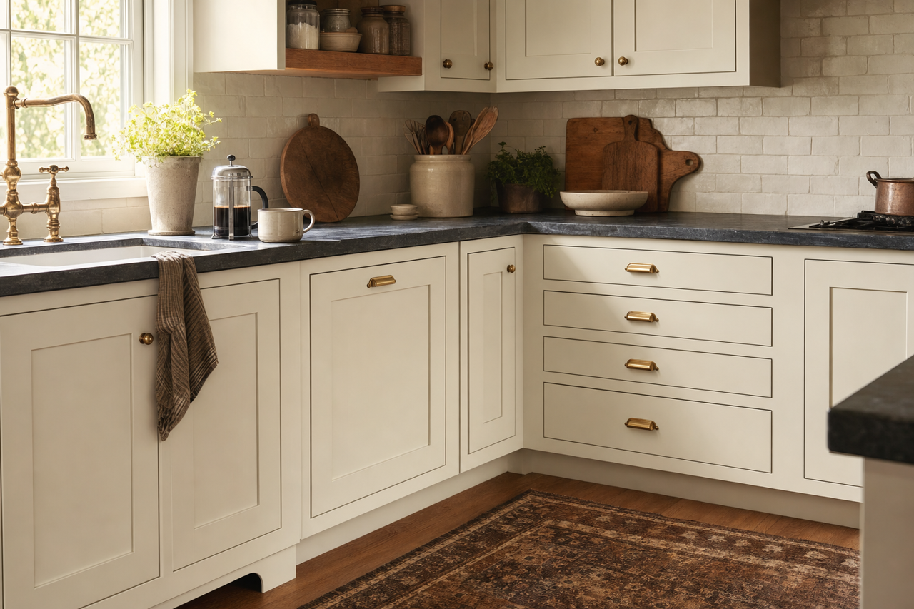 Spare White by Sherwin-Williams on cabinets