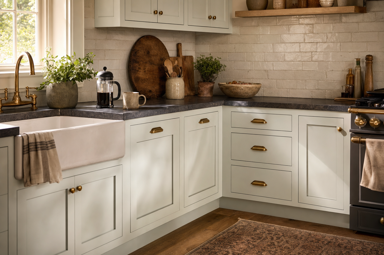 Sea Salt by Sherwin-Williams on cabinets