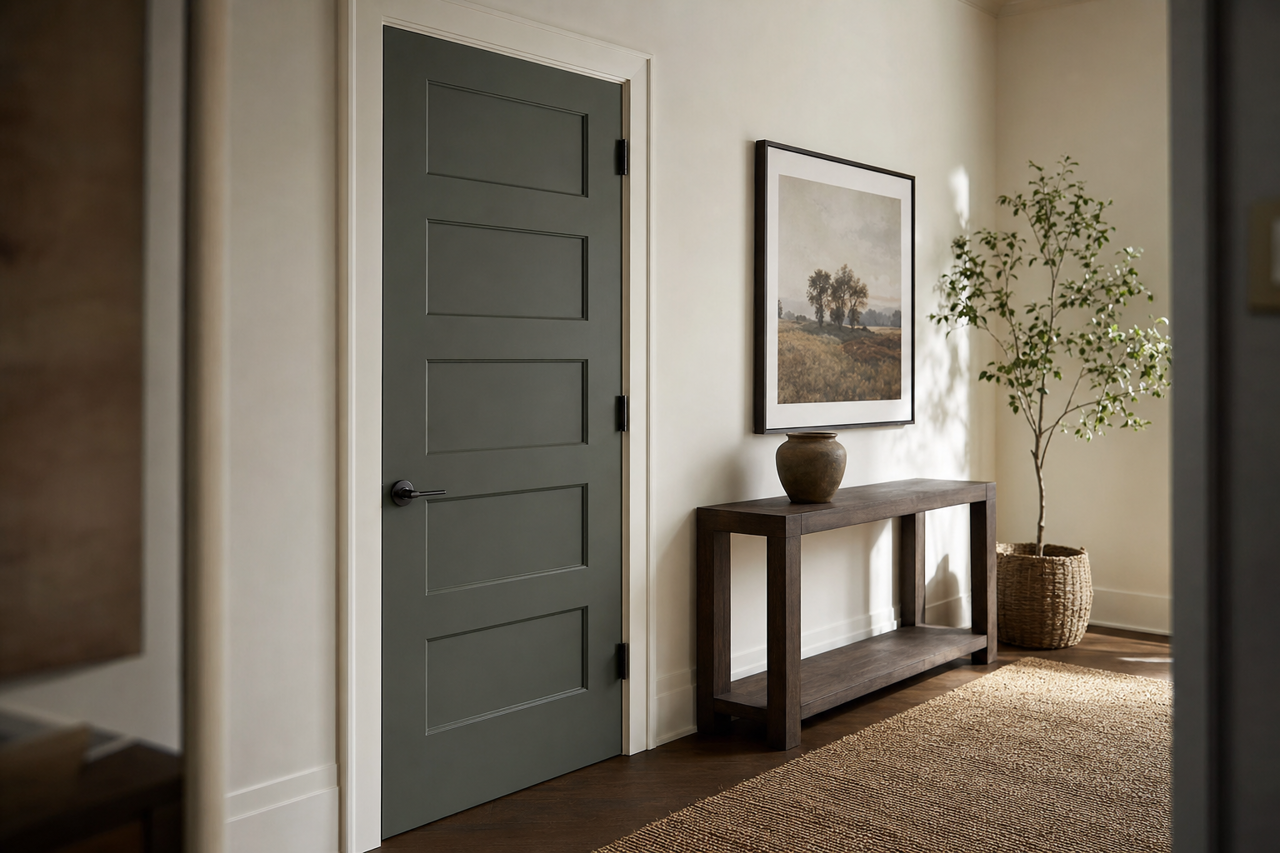 Pewter Green by Sherwin-Williams on interior-doors