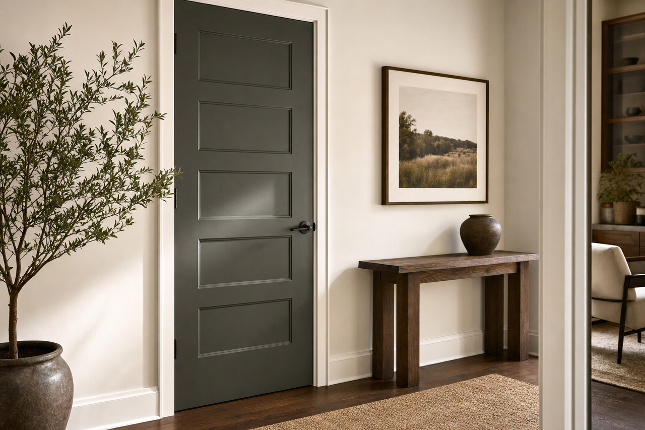 Ripe Olive by Sherwin-Williams on interior-doors