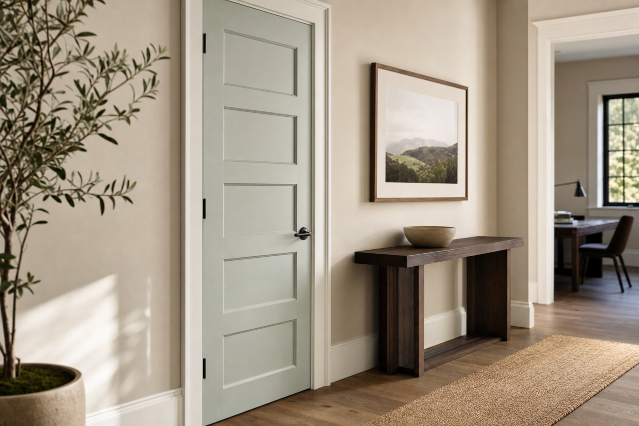 Rainwashed by Sherwin-Williams on interior-doors