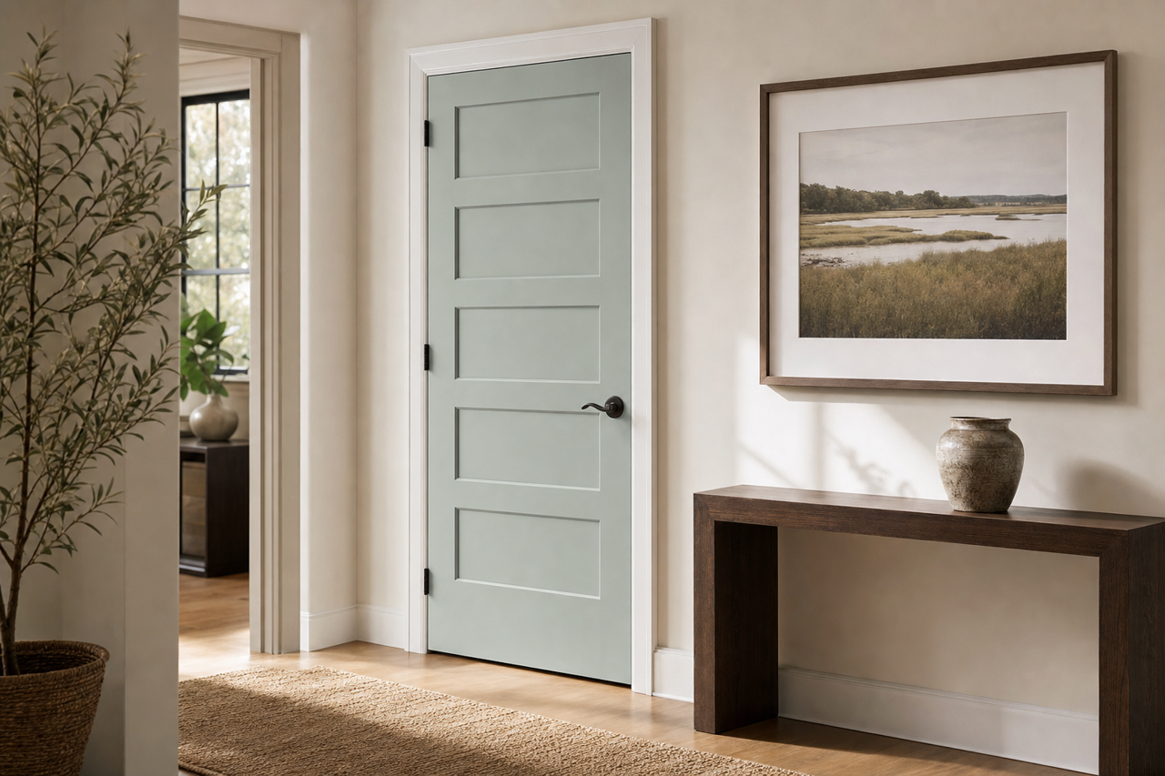 Quietude by Sherwin-Williams on interior-doors