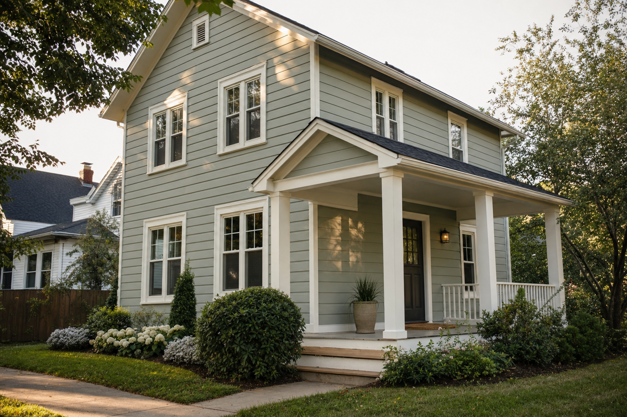 Halcyon Green by Sherwin-Williams on exterior