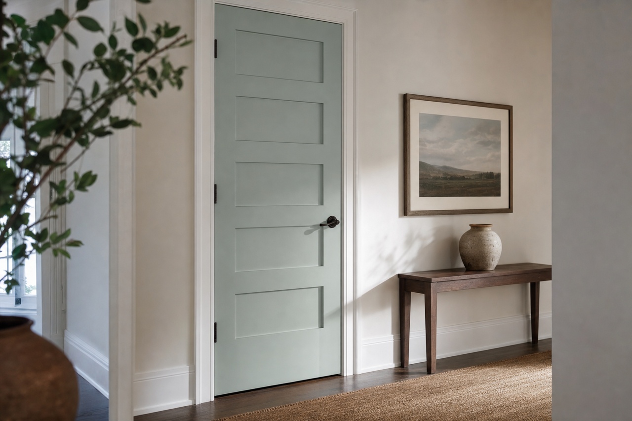 Halcyon Green by Sherwin-Williams on interior-doors