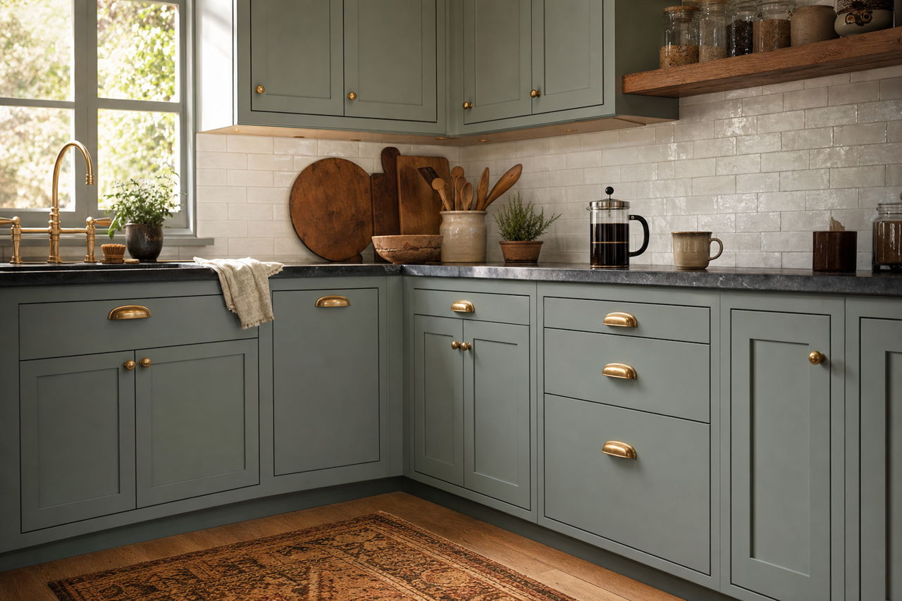 Underseas by Sherwin-Williams on cabinets