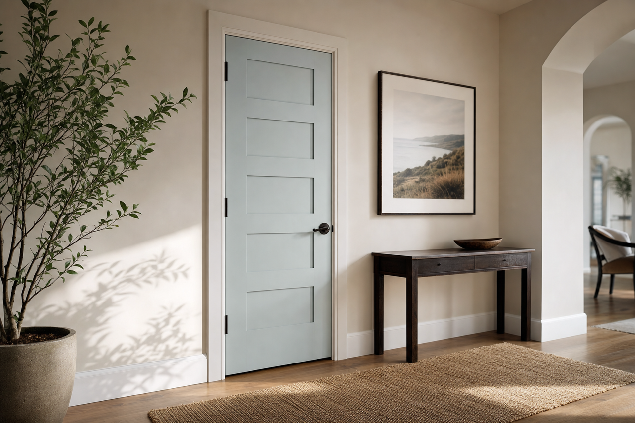 Tradewind by Sherwin-Williams on interior-doors