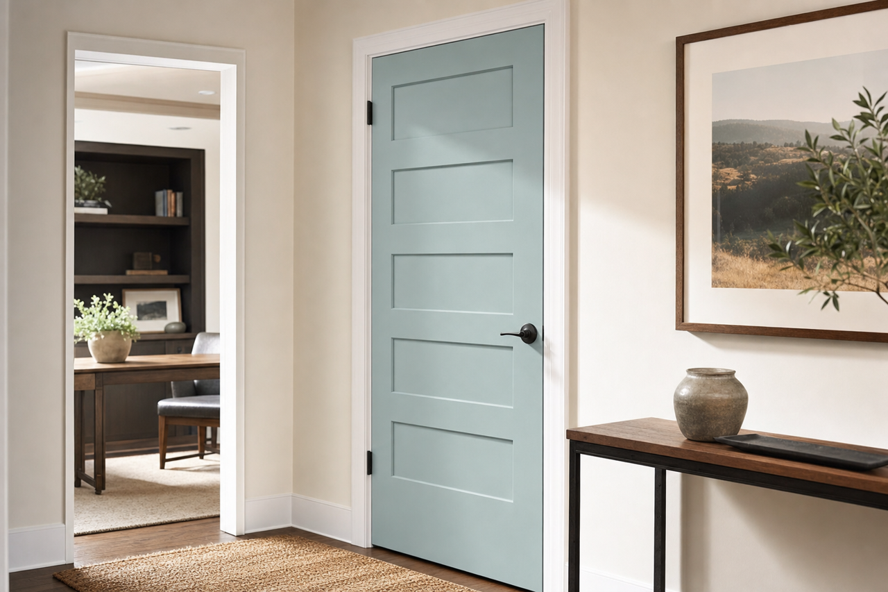 Interesting Aqua by Sherwin-Williams on interior-doors