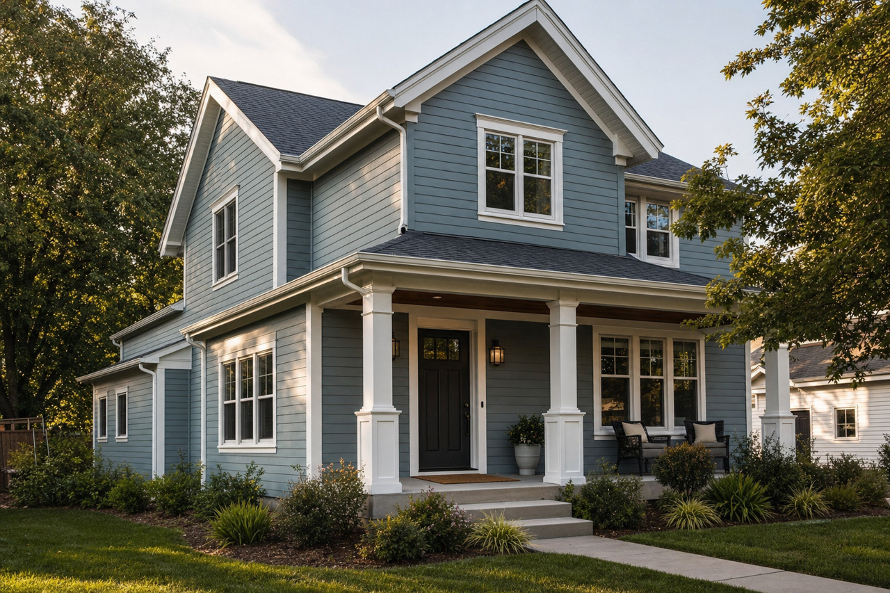 Moody Blue by Sherwin-Williams on exterior