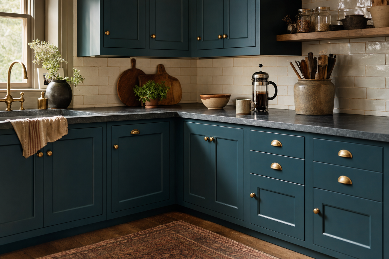 Rainstorm by Sherwin-Williams on cabinets