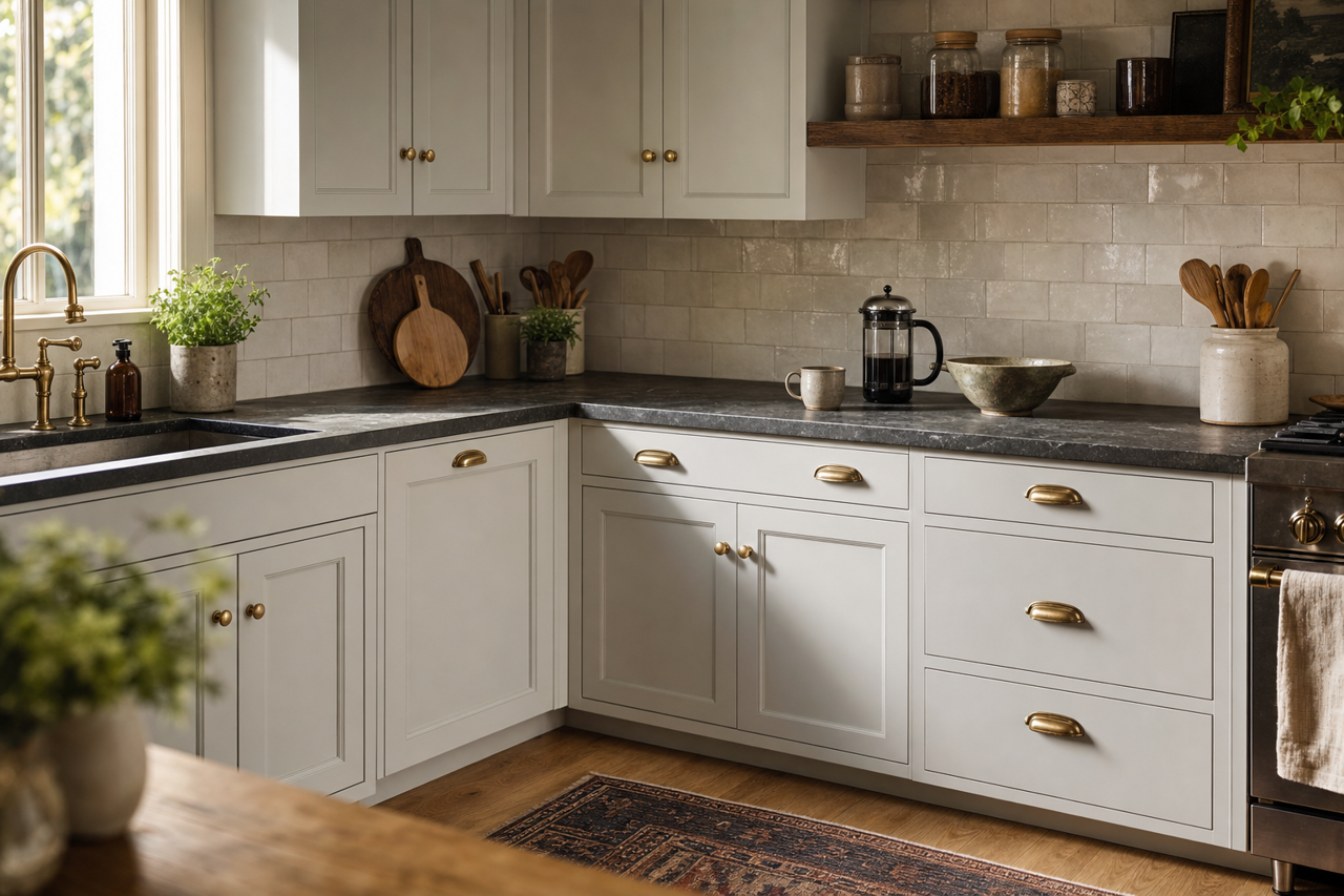 Misty by Sherwin-Williams on cabinets