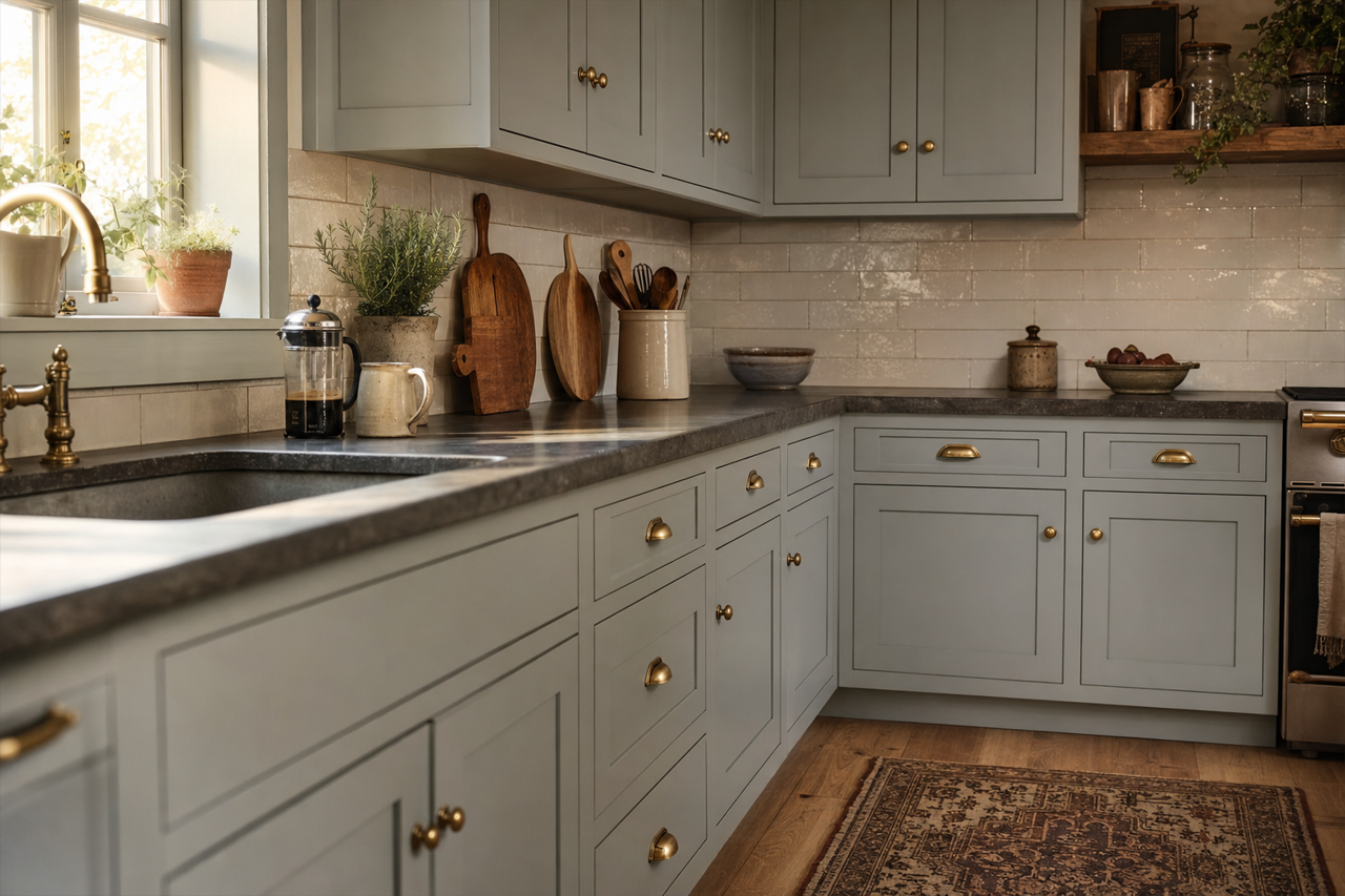 Uncertain Gray by Sherwin-Williams on cabinets
