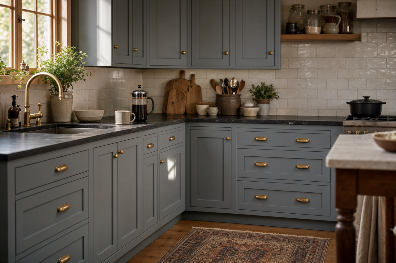Foggy Day by Sherwin-Williams on cabinets