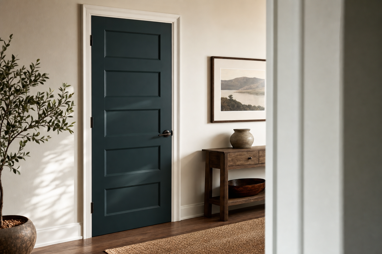 Dark Night by Sherwin-Williams on interior-doors